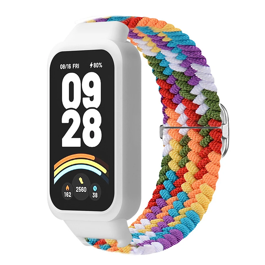 Case+gevlochten band voor Xiaomi Mi Band 9 Active Sports Nylon armband Correa voor Redmi Band 3 Polsband accessoires