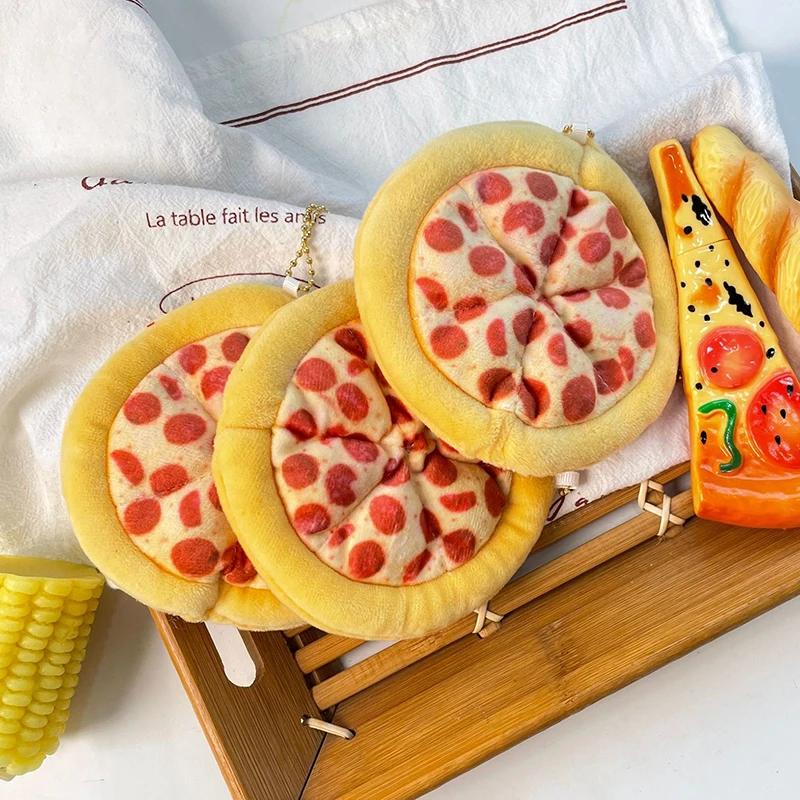 

[JT]1Pc Creative Ham Pizza Plush Keychain Cartoon Soft Stuffed Pendant for Car Key Ring Backpack Bag Decor Kid Gift