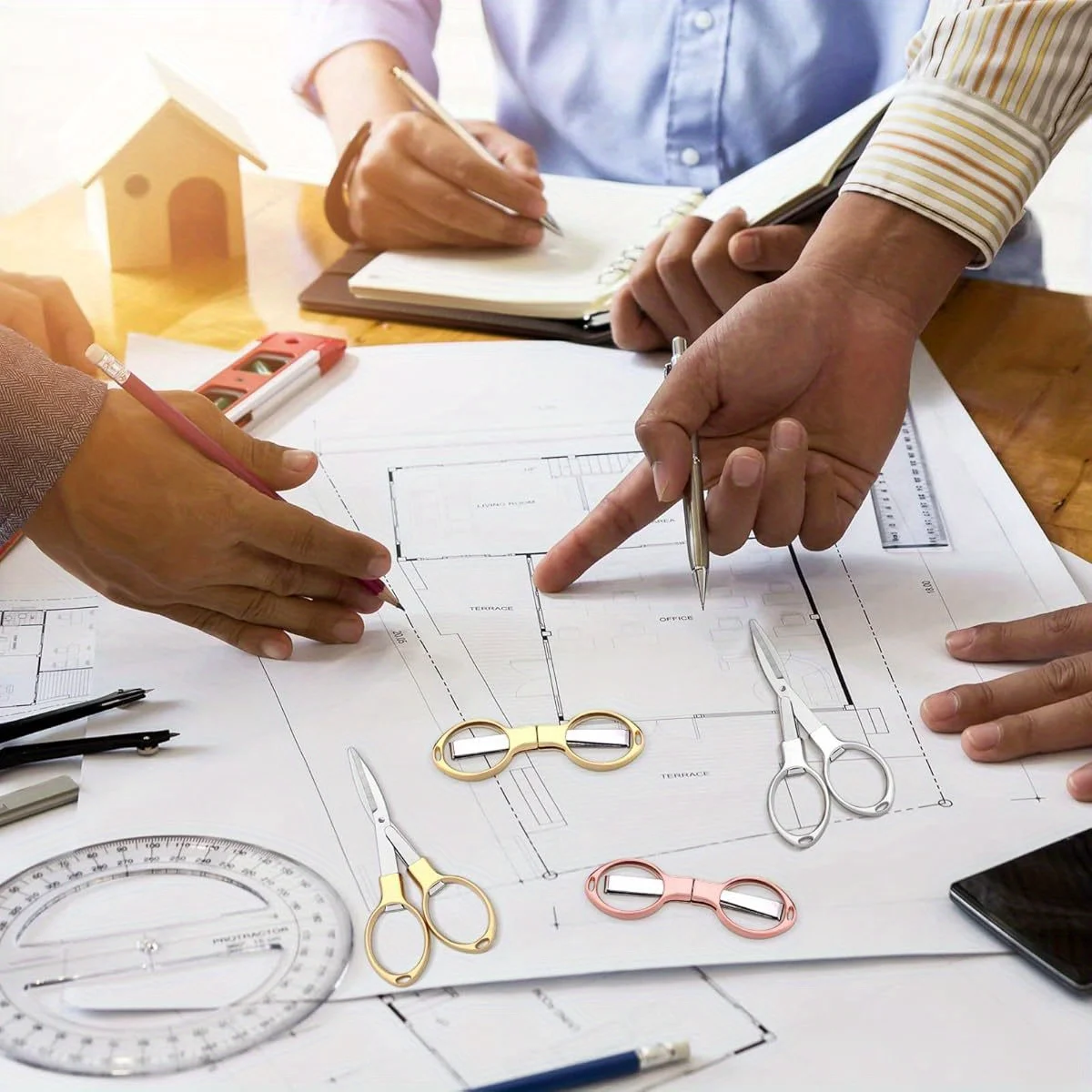 6 قطع مقص صغير قابل للطي جيب سفر محمول من الفولاذ المقاوم للصدأ قاطع حاد للممرضة