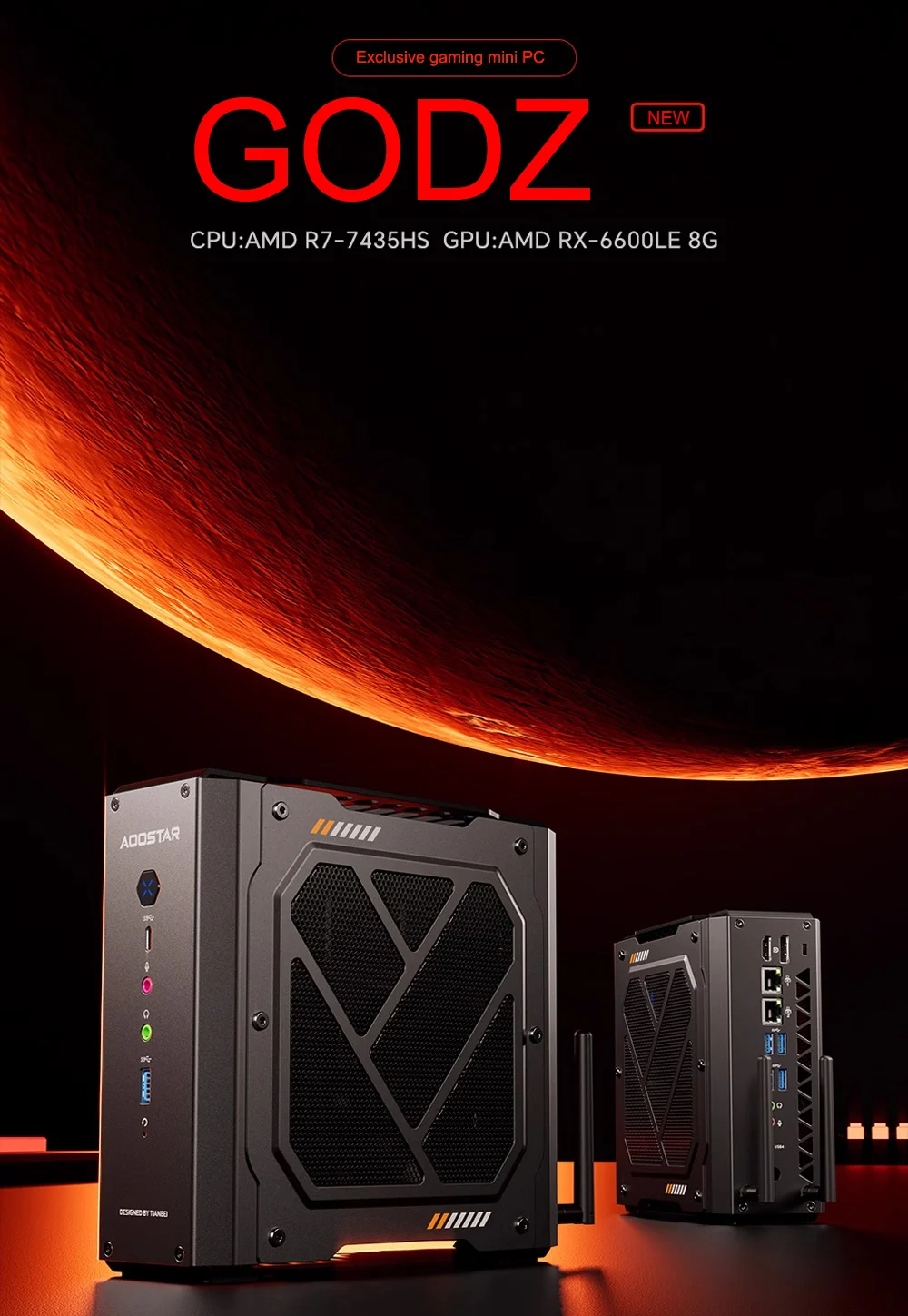 

Newest AOOSTAR GODZ Gaming Mini PC AMD R7 7435HS 2xDDR5 PCIE4.0 GDDR6 8G RX6600LE Dedicated Desktop Computer 2x2.5G LAN WIFI6