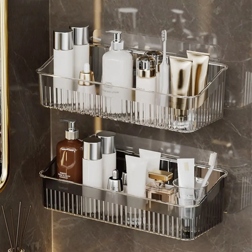 Creative Light Luxury Toilet Storage Rack Wall Mounted Space Saving Bathroom Shelf Transparent Jewelry Makeup Holder