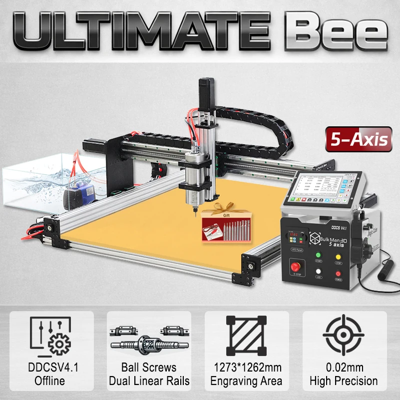 

Фрезерный станок BulkMan3D Ultimate Bee CNC с 5 осями, полный комплект, шариковый винт, контроллер DDCSV4.1, для обработки дерева, металла, акрила, печатных плат