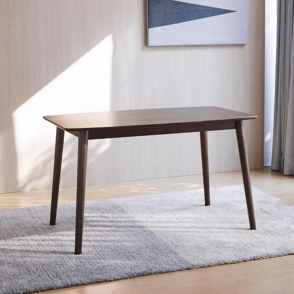 

47.2 "Solid wood dining table, Mid-century Modern wooden kitchen table, farmhouse table, easy to assemble, walnut
