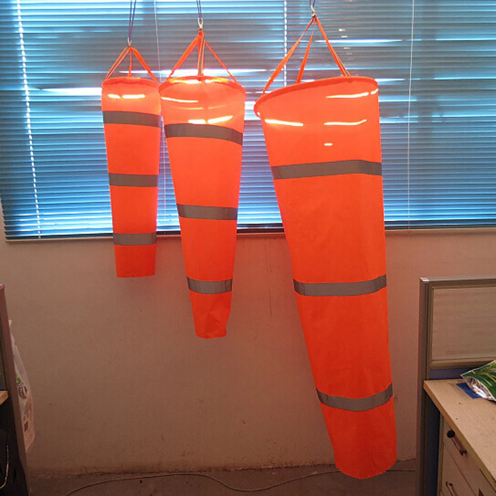 

0.8m Heavy Duty Windsock Indicator Waterproof Tear-Resistant Material Fluorescent Design with Reflective Band for Aviation