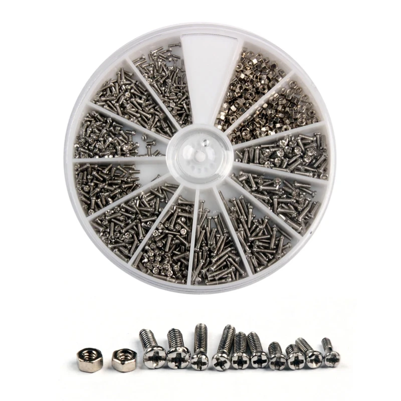 1000/2000PCS Screw Box Phone Glasses Clock Screw and Nut Kit Repair Accessories Tool