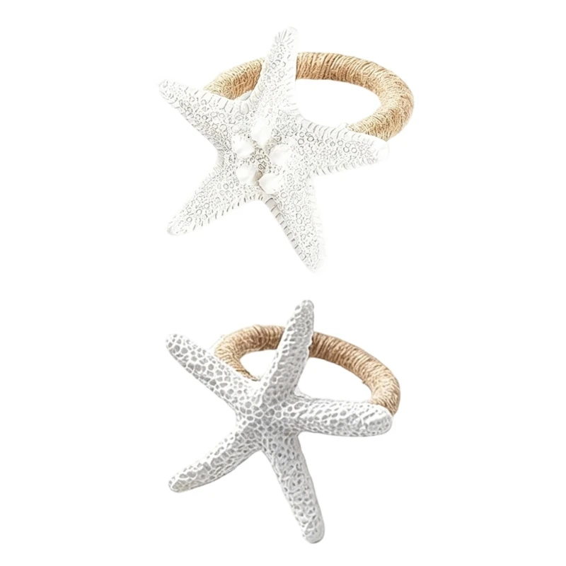 

Pack Of 6 Starfishes Napkin Rings Holders For Table Decoration Resin And Metal Elegant Dining Accessories 87HA
