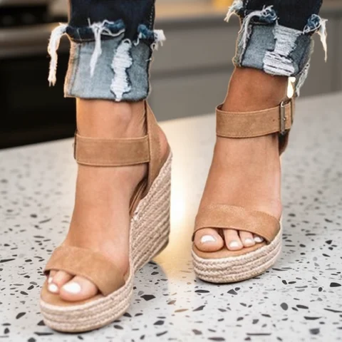 High Heels Women Leisure Wedge heel sandals 2024 New Summer Sandals Party Platform Wedges Heeled Fish mouth sandalias