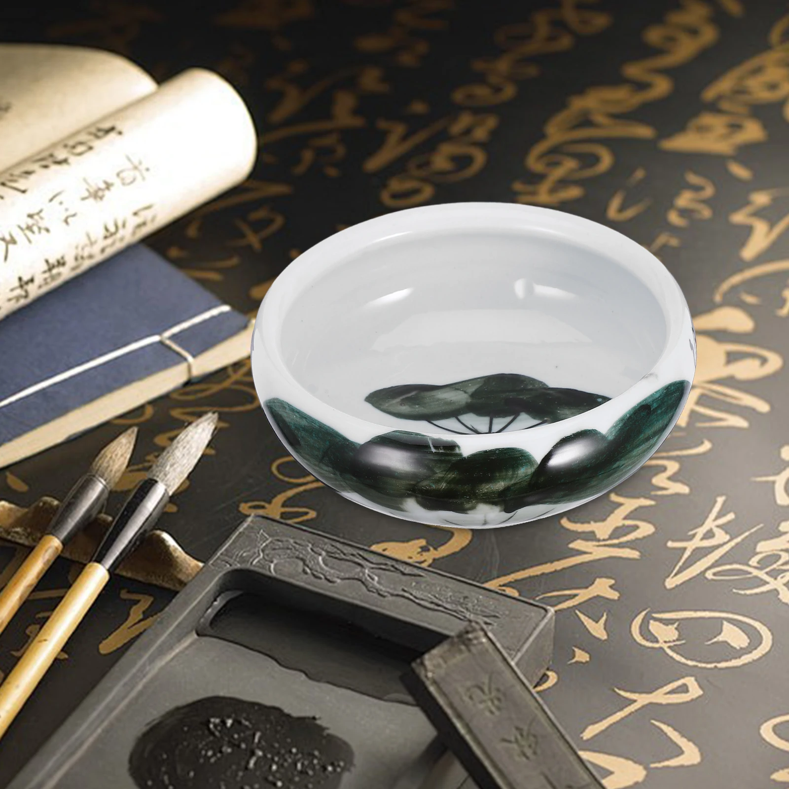 

Ceramic Ink Dish Creative Ink Plate Smooth Surface Brush Pen Tray Multi-Functional Pen Rack Ceramic Brush Rest