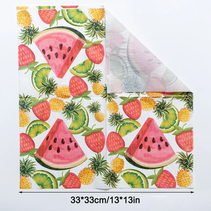 20pcs/Pac 33cm 2-Ply Watermelon Pineapple Lemon Fruit Printed Napkins Party Decoration Flower Paper Napkins Butterfly Bart Paper