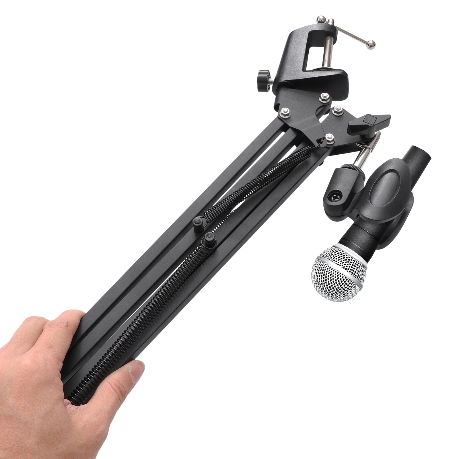 

Heavy-Duty Microphone Boom Arm Stand with Aluminum Alloy Scissor Design Black Desk Mount Mic Arm for Voice Over Services and