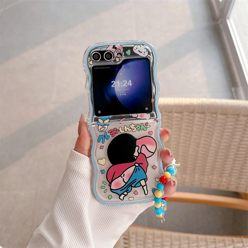 Cute Cartoon Japan Anime Crayon Shin chan Phone Case For Samsung Galaxy Z Flip 7 6 5 Case Soft TPU Back Cover For Z Flip 3 4