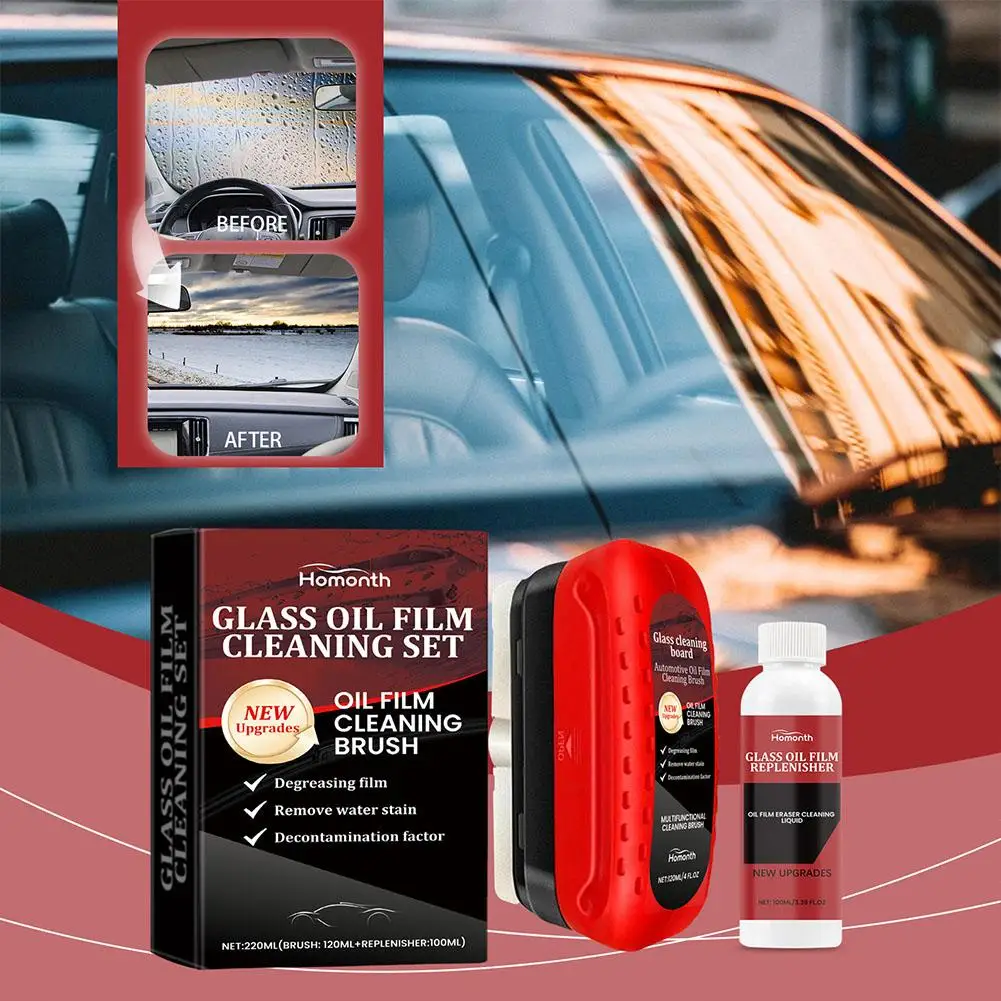 Glass Film Cleaning Kit Strong Stain Removal Waterproof Car Agent Refreshing Cleaning Supplies Polishing Windshield W4J3