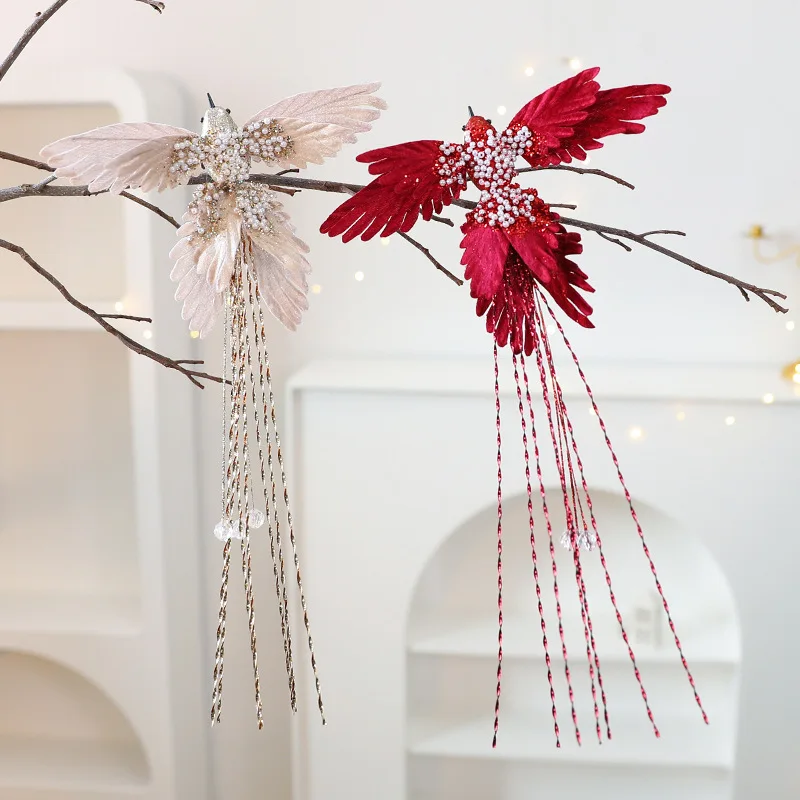 New Simulated Hummingbird Christmas Tree Ornaments, Mini Bird Hanging Pendants for Xmas Scene Arrangement Decor