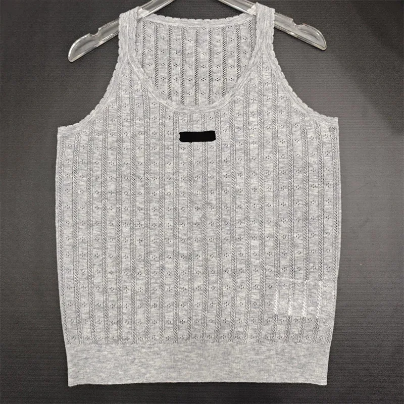 

High-quality women's knitted wide-sleeved vest tops, simple and plain in gray, comfortable cozy for summer hot 2562247