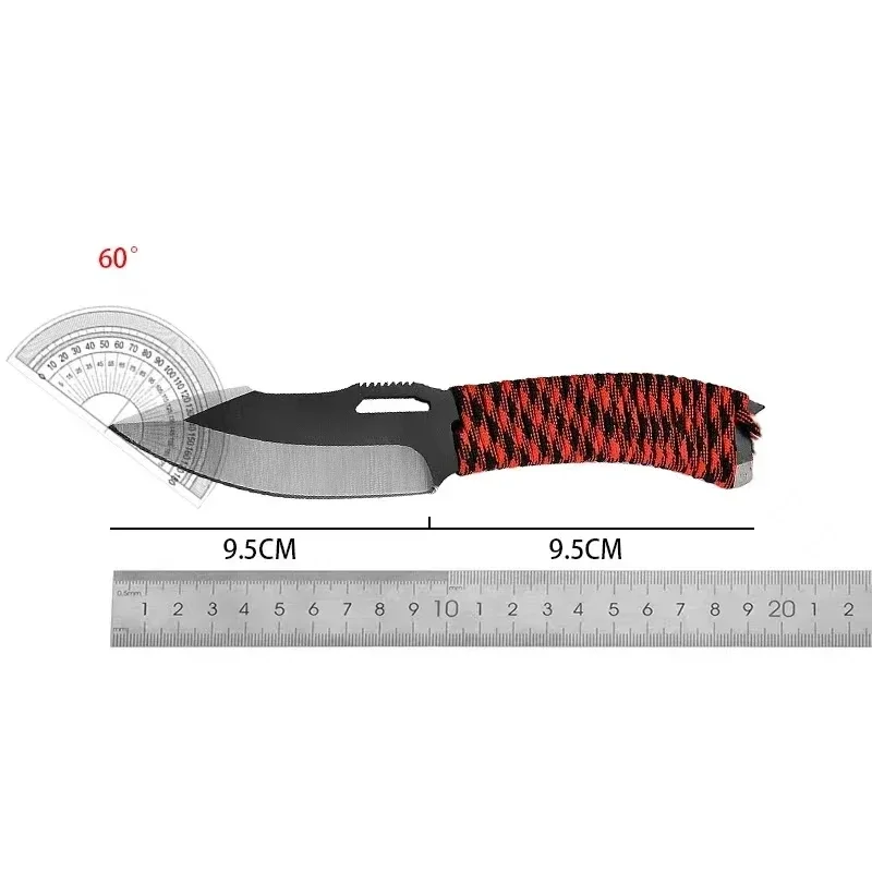 2024 new 8CR14Move carbon steel straight knife, hunting and camping survival knife, EDC diving leg warmer with knife cover