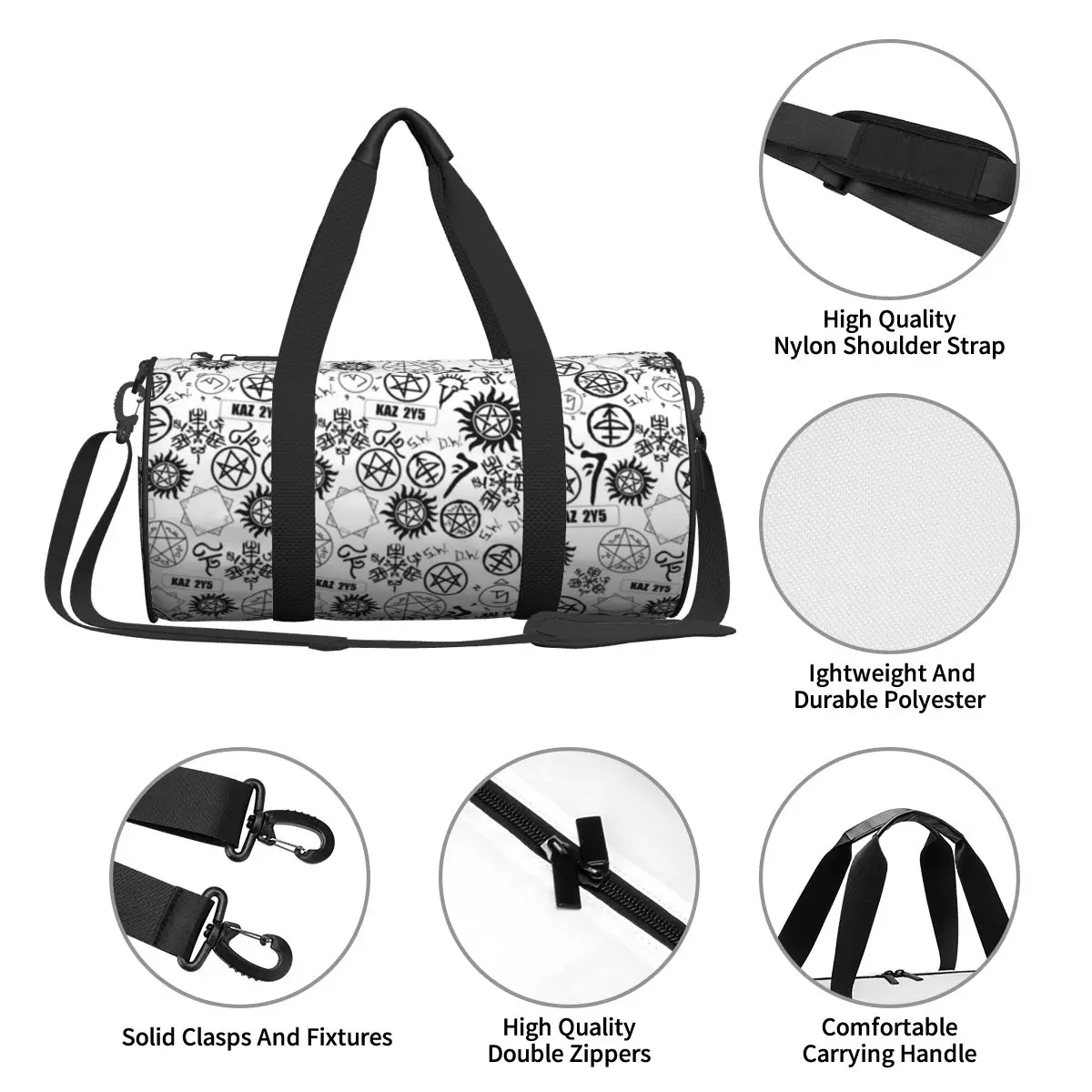 Bolsa de viagem Oxford com símbolos sobrenaturais, grandes bolsas esportivas, bolsa de ginástica personalizada, bolsa fofa, bolsa de fitness masculina e feminina, moda