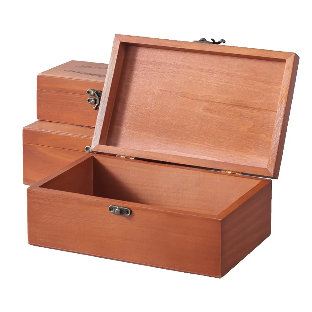 Large Capacity Wooden Storage Box Multifunctional With Safety Lock Vintage Storage Box Elegant Design Flip Top