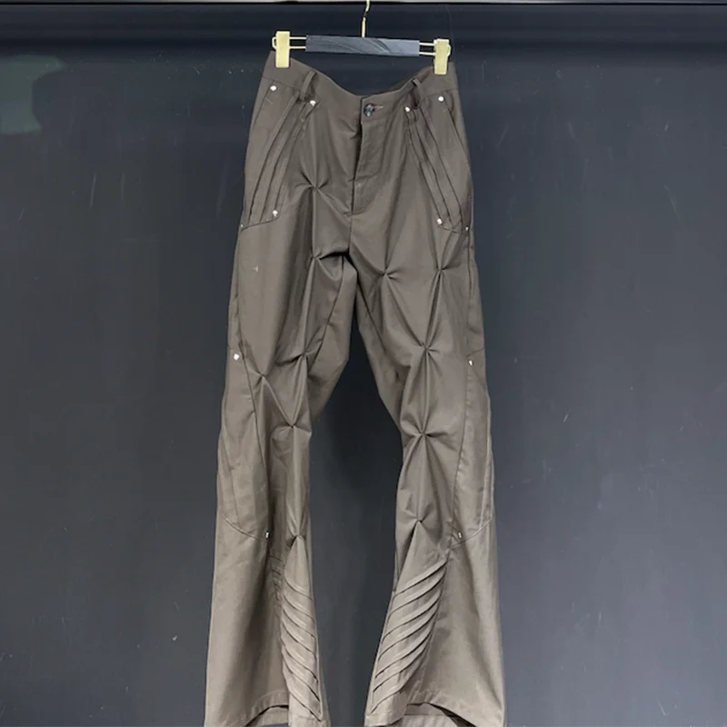 PFHQ Solid Color Men Pants American High Street Workwear Casual Multiple Design 2024 Solid Color Male Trousers 21Z5108