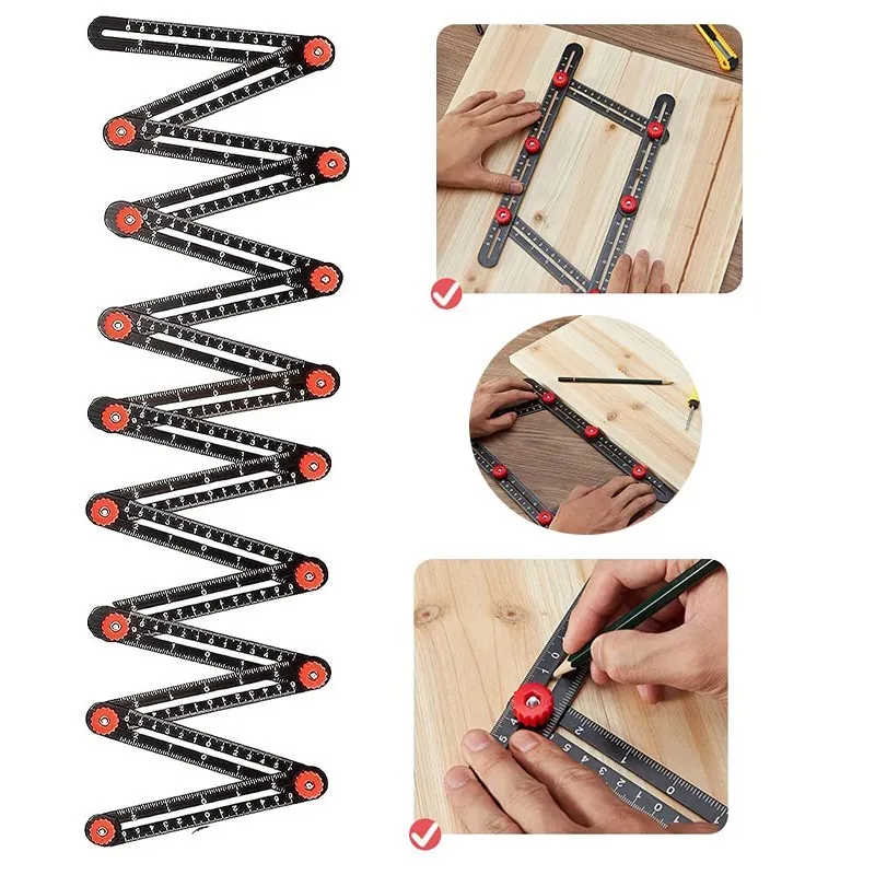 Alumínio Liga Multi Angle Régua Localizador Medida Carpintaria Ferramenta de Construção para Artesãos Localizador Guia 12 6