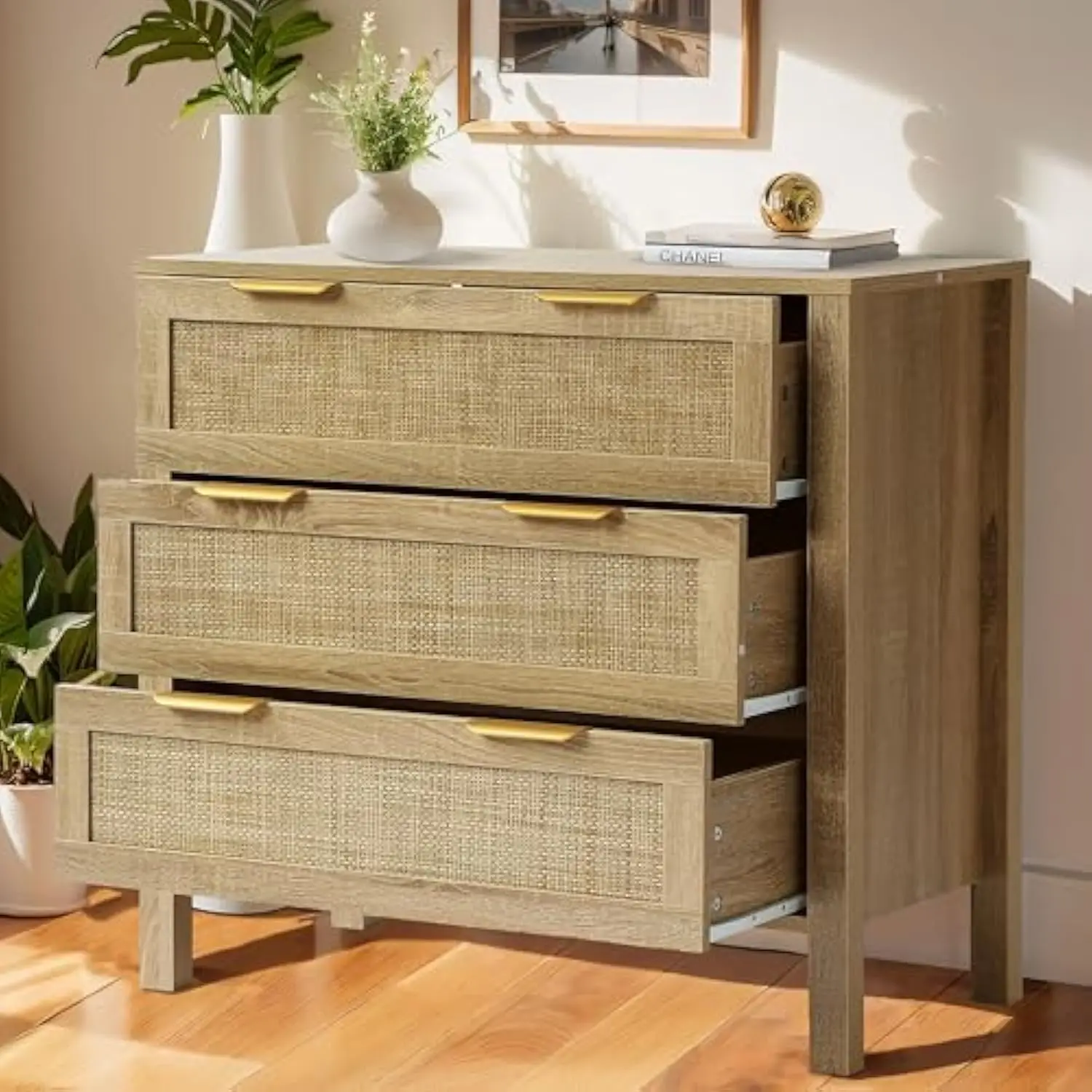 

3 Drawer Dresser,Wood Dresser,Modern Wooden Storage Cabinet,Chest of Drawers for Bedroom, Living Room, Entryway (3 Drawer)