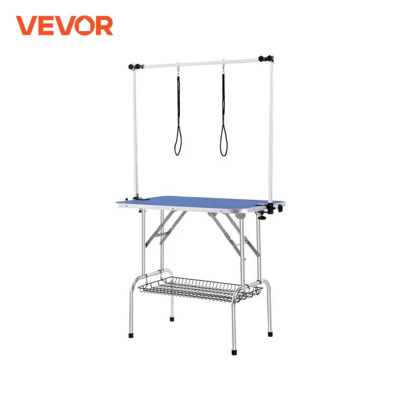 VEVOR Pet Grooming Table Two Arms with Clamp Dog Grooming Station Foldable Pets Stand for Medium Small Dogs with Grooming Loop