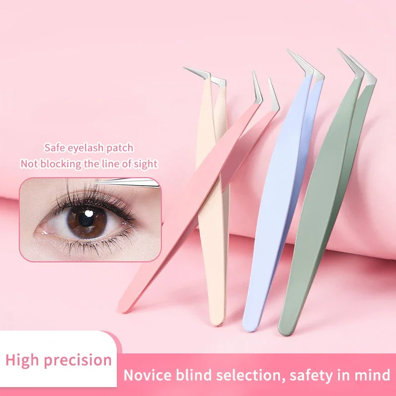 Pinzas para extensiones de pestañas de acero inoxidable, pinzas para extensiones de pestañas con Clip preciso 3D de acero inoxidable, herramienta de maquillaje