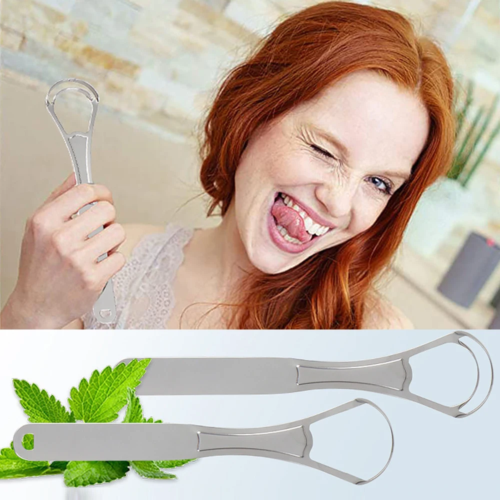 

Oral Care Fresh Breath Oral Hygiene Tool Tongue Scraper Cleaner Stainless Steel Tongue Scraper Medical Mouth Brush Tongue Brush