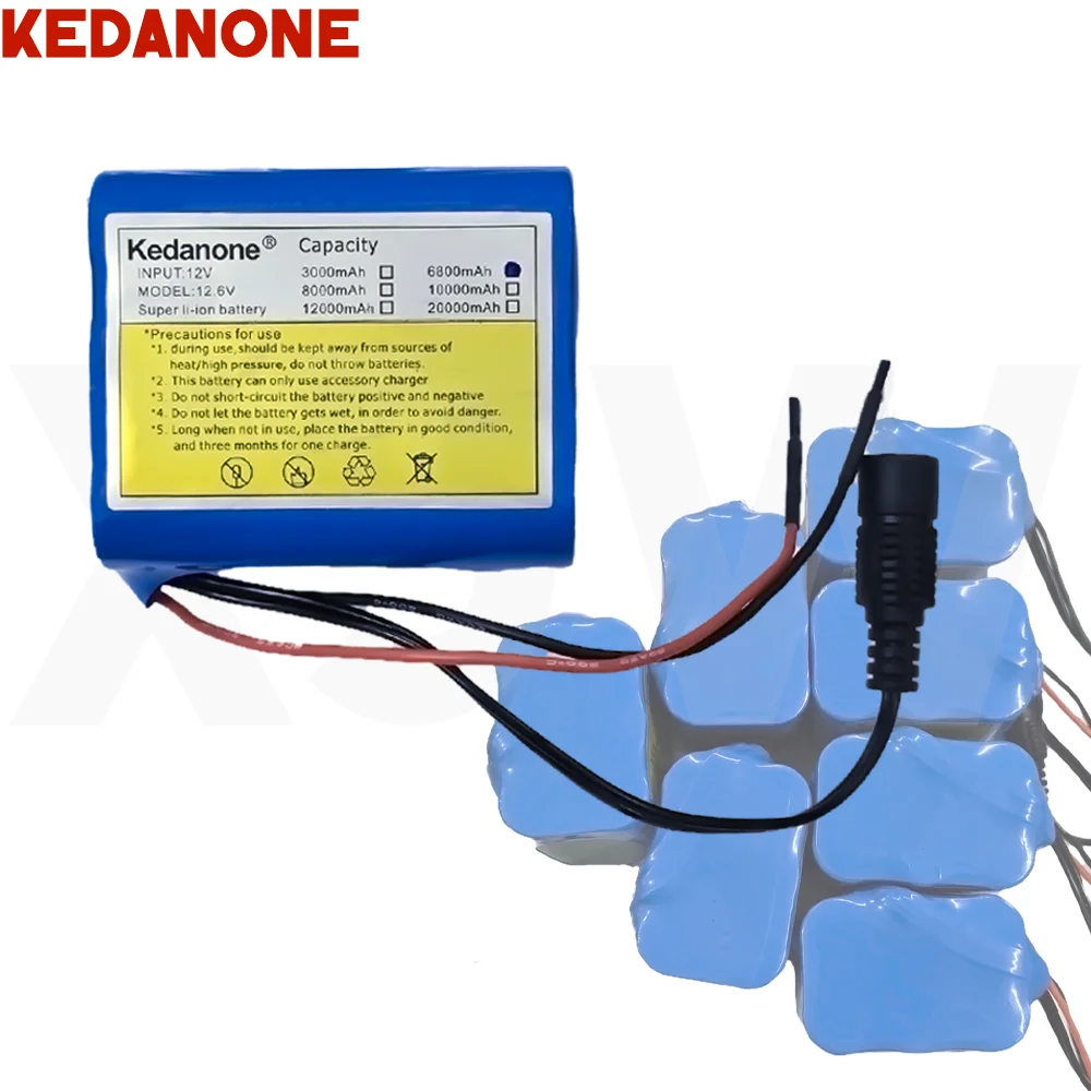 

12V 6800mAh New Portable 3S2P 18650 Rechargeable Li-Ion lithium Battery 12v For LED Lamp Light Backup Power+ Charger