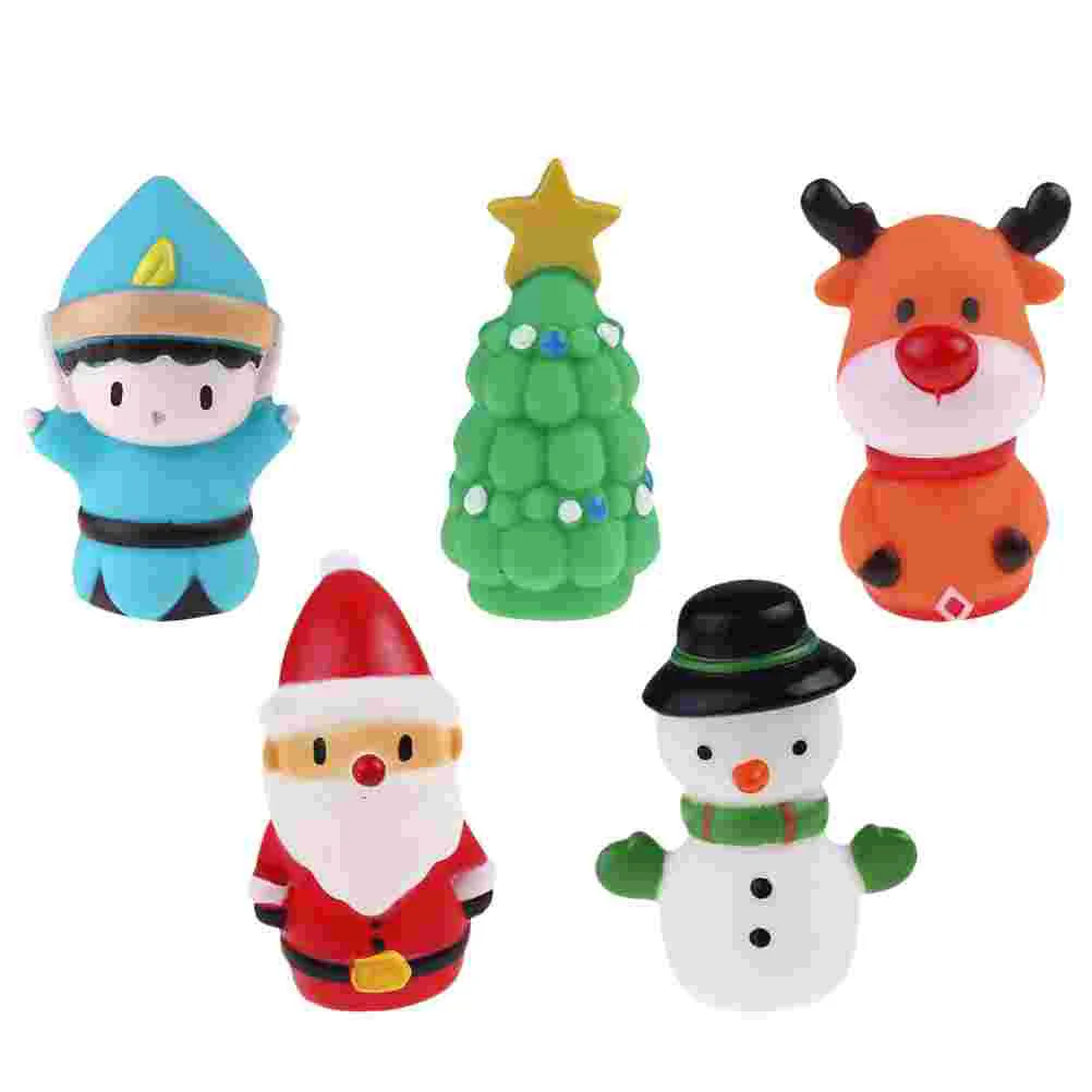 

5 Pcs Christmas Finger Cots Puppet Set Kids Plaything Soft Rubber Children's Toys Gloves