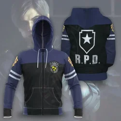 Sudadera básica con capucha para hombre, ropa de calle de algodón con cremallera, diseño divertido, Resident Evil Zombie Game, 2021