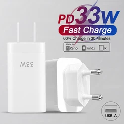 For OPPO 33W Original USB Charger Fast Charging Mobile Plug Phone Charger Adapter For iPhone Samsung Xiaomi Redmi Huawei Oneplus