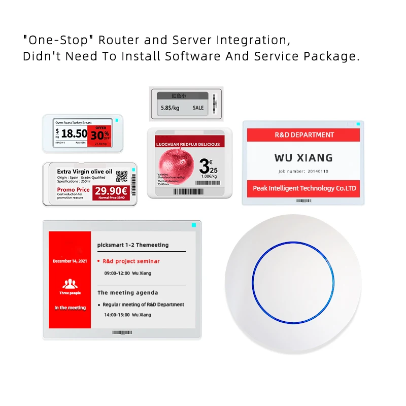 Gicisky ESL ตัวอย่างอิเล็กทรอนิกส์ชั้นวางป้าย Demo Kit "One-Stop" Router & Server Integration ระบบราคา demo Kit RFID ซูเปอร์มาร์เก็ต