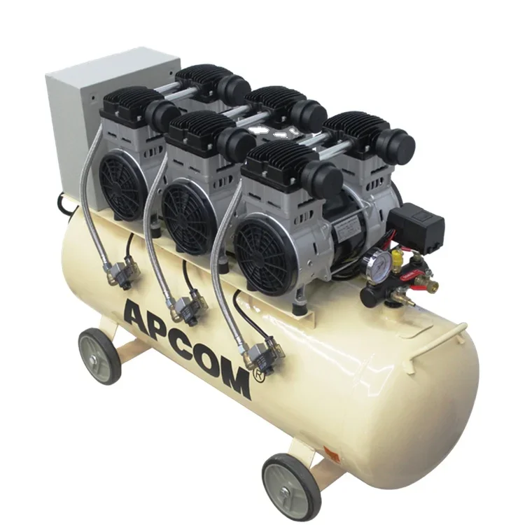 APCOM EX1100*3-120 3.3kw aircompressor 200 liter compresseur 100 litres  Slient Oil Free Air Compressor