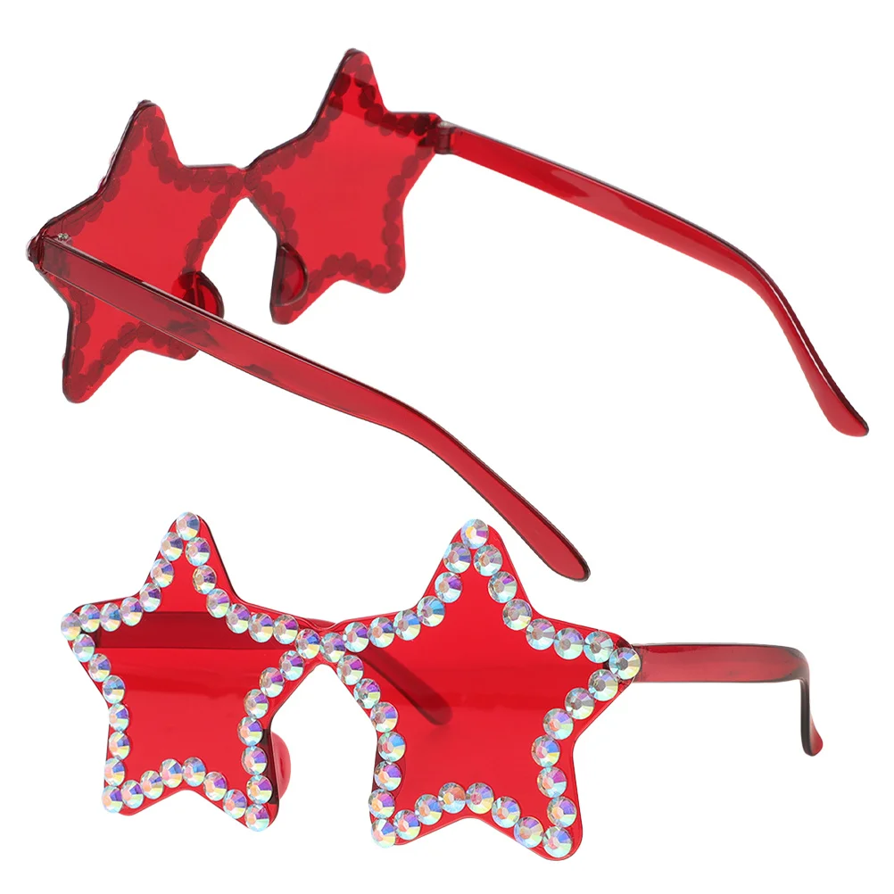 

2Pcs Rhinestone Sunglasses Lightweight Frameless Star Shape for Women Uv Protection Party Beach Trendy Rimless Glasses