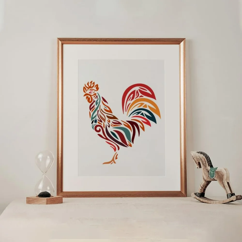 Chicken Stencil 11.8×11.8inch Large Hen Rooster Stencils Template with Paint Brush Reusable Farm Animal Stencil for Painting