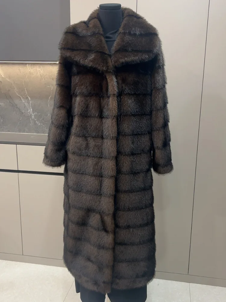 DFDG المرأة 2025 ايكو فو السمور شال فرو طوق مصمم معطف الشتاء الفاخرة الدافئة المألوف تيدي سترة معطف مميز #6