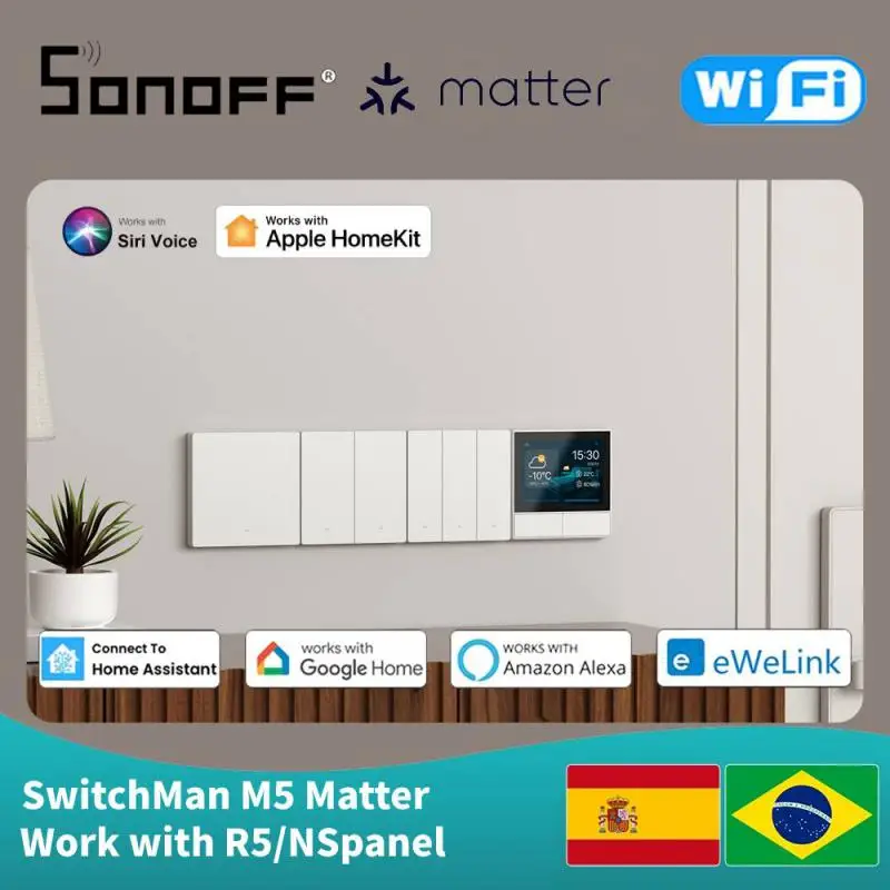 Sonoff M5 Swithman Matter Wifi Smart Wall Switch 80 86 EU 1 2 3 Gang Support NSpanel/R5 Apple Home Ewelink Siri Alexa Smartthing