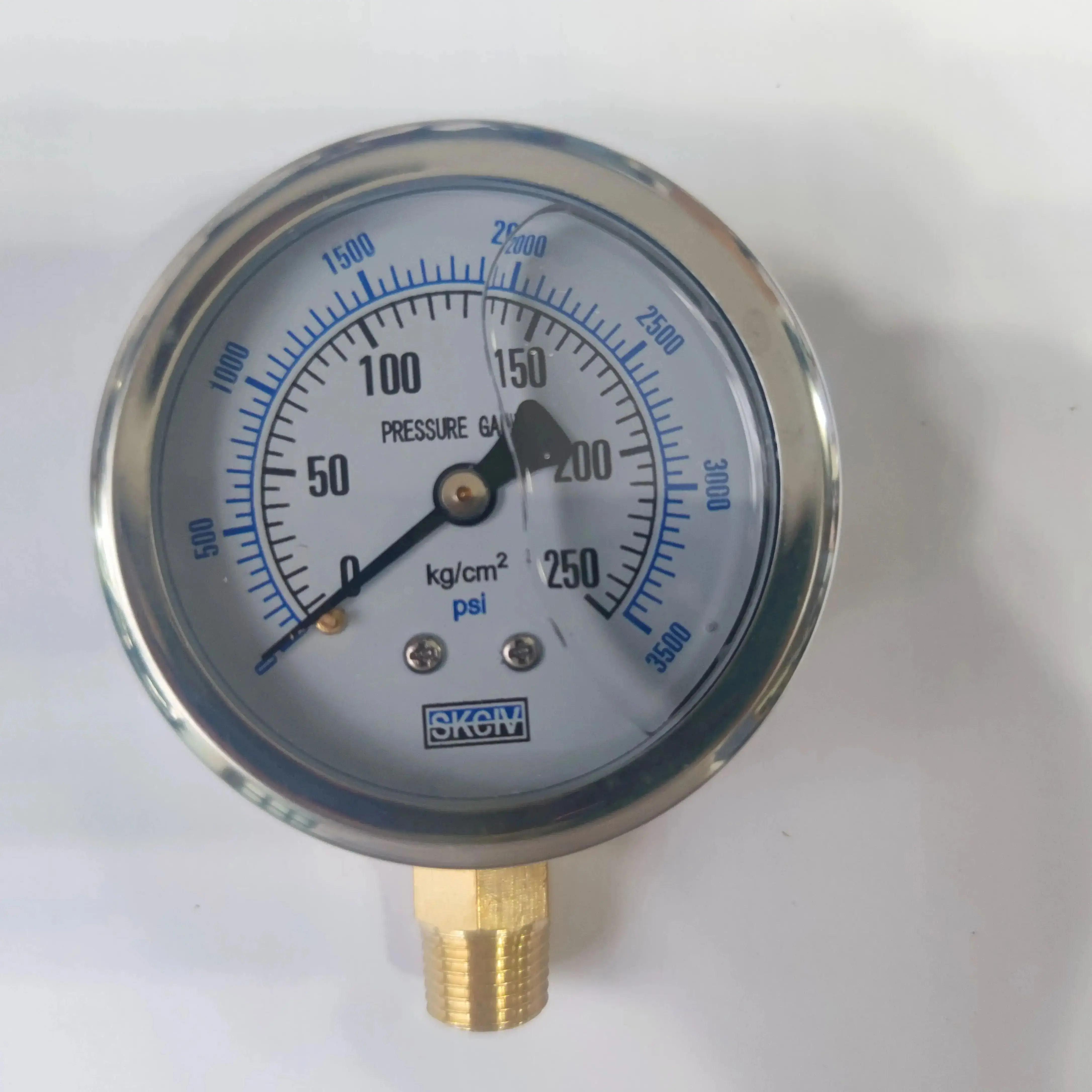YN-60 PT1/4 Thread 2.5' 60mm Brass Movement Stainless Steel Shell Shock-Proof Oil-Filled Pressure Gauge R