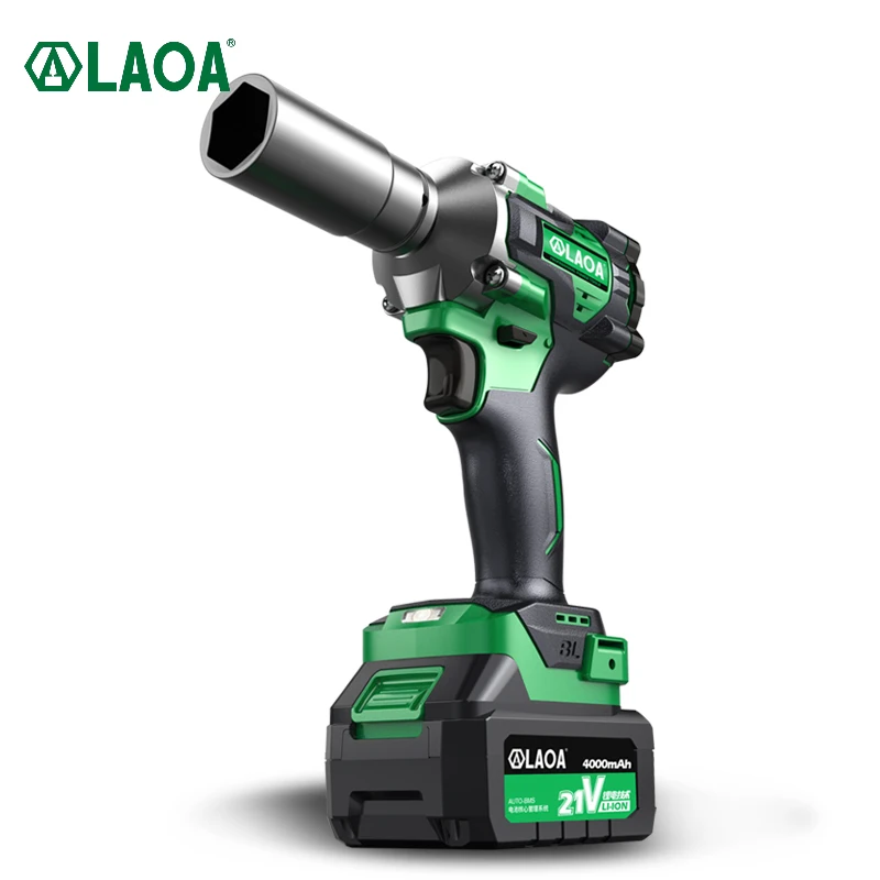 LAOA Electric Impact Wrench 21V Brushless Wrench Rechargeable Hand Drill Installation Power Tools with Li-ion Battery 380N.m