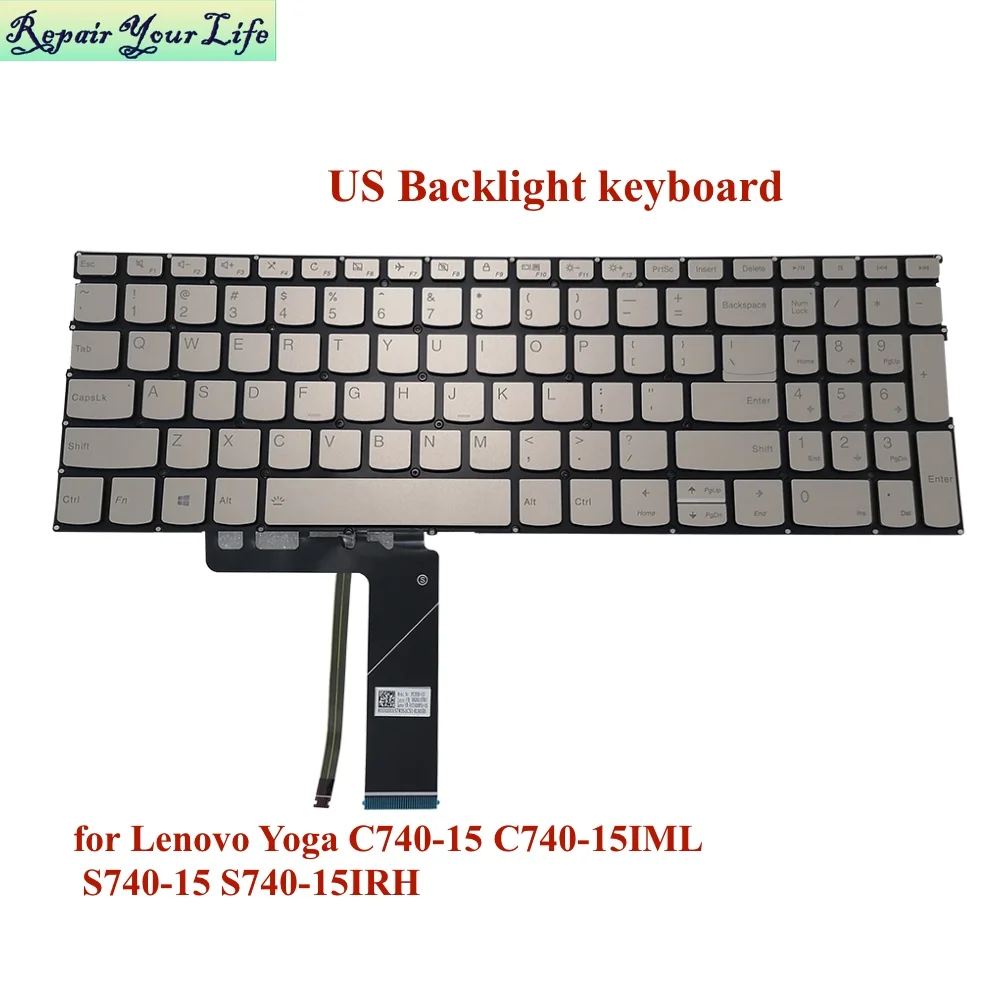 Latin Teclado Retroiluminado para Lenovo Yoga C740 15 C740-15iml S740-15 Backlight do Teclado do Portátil Pc5sb-us Sn20u15783 C74015 us la