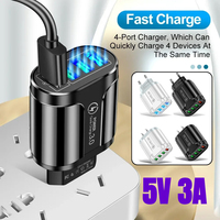 4 Ports 5V 3A USB Charger Fast Charging QC 3.0 Wall Charging For iPhone Samsung Xiaomi Huawei EU/US Plug Wall Charger Adapter