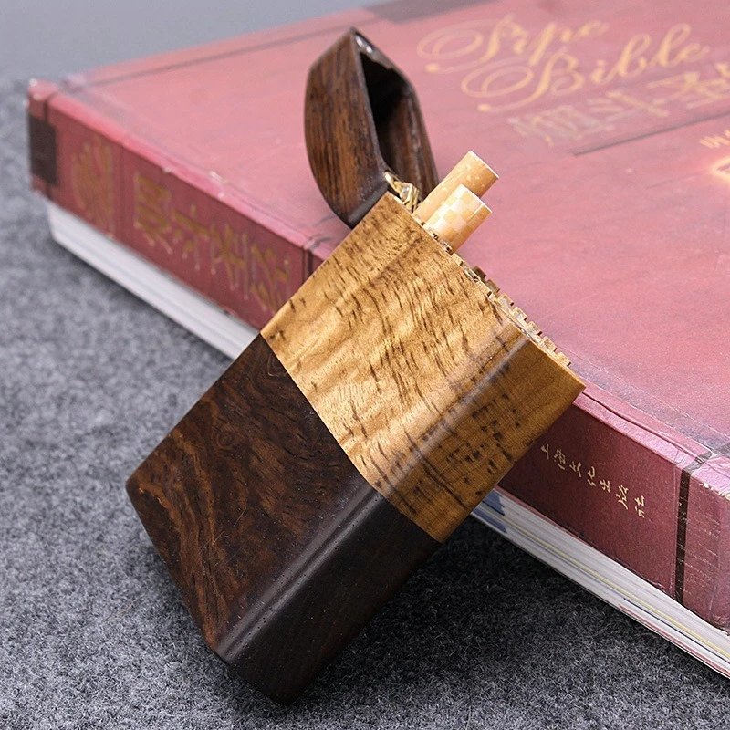 

Muxiang Solid Wood Creative Cigarette Box 15 Packs Creative Men's Flip Wooden Cigarette Box Carving