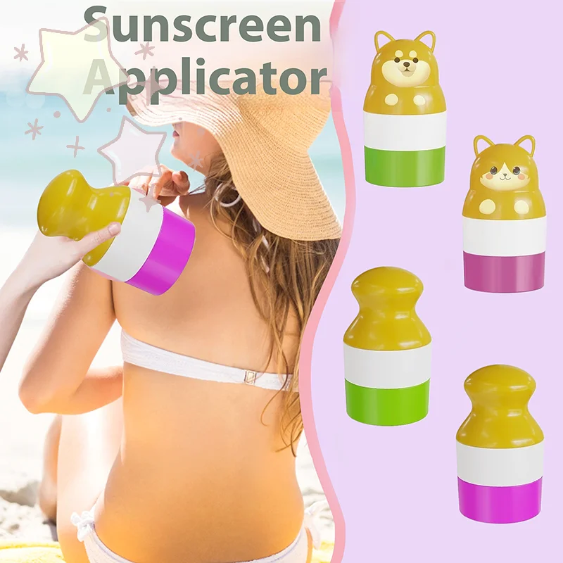 Bear Animal Shape Sunscreen Roller Applicator Refillable Stitching Isolation Lotion Cream Bottles Tool