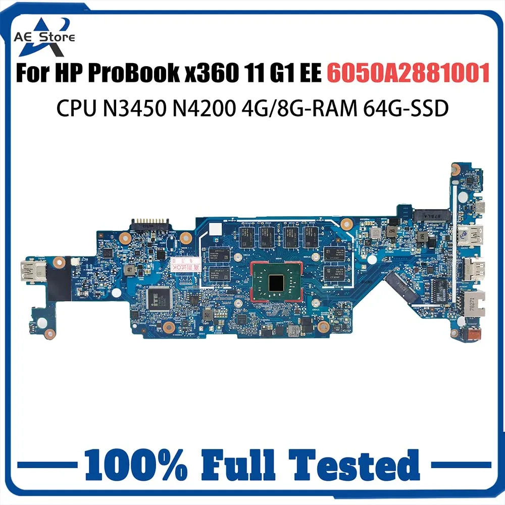 

Mainboard For HP ProBook x360 11 G1 EE 917102-601 917102-001 6050A2881001 Laptop Motherboard CPU N3450 N4200 4G 8G-RAM 64G-SSD