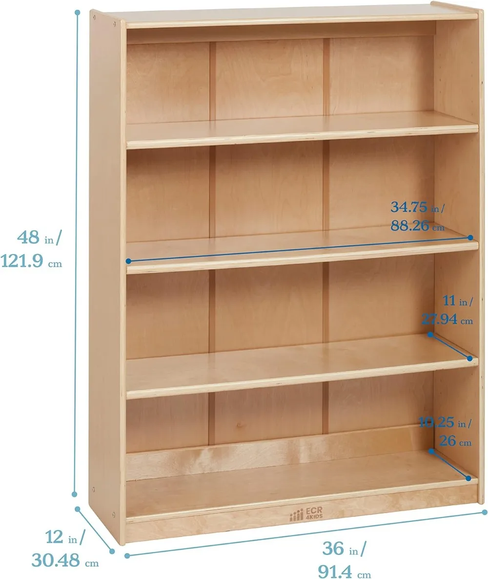 Estante clássica 48 polegadas ajustável estante natural crianças estante móveis librería estantería