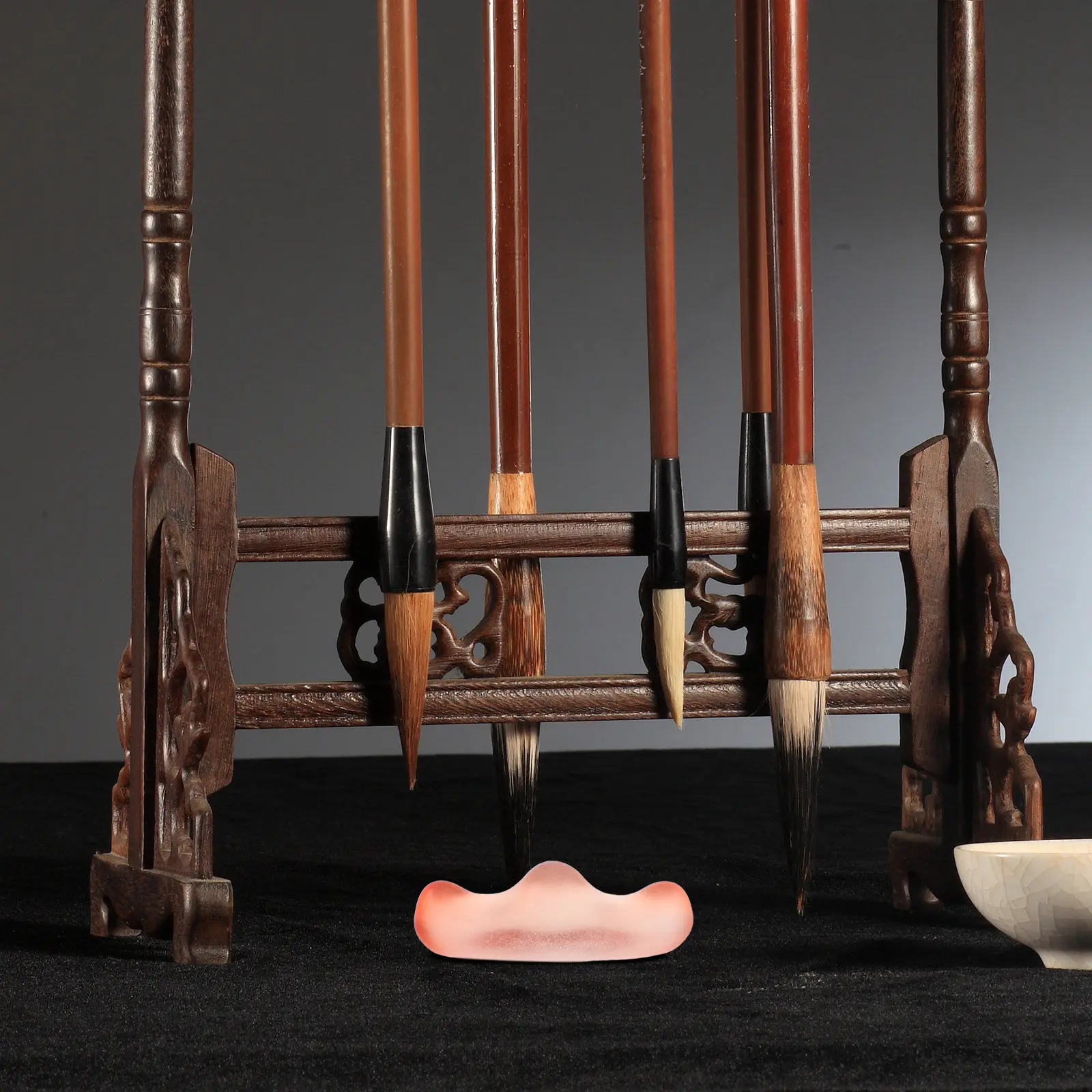 2Pcs Glass Brush Rest for Chinese Calligraphy Watercolor Painting - Elegant Decorative Paperweight Brush Holder Stable Pen Rest