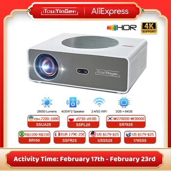 NOVO Projetor Touyinger Q11Android 4k 8k LED Projetor de home theater 5G Full HD Projetor de filmes