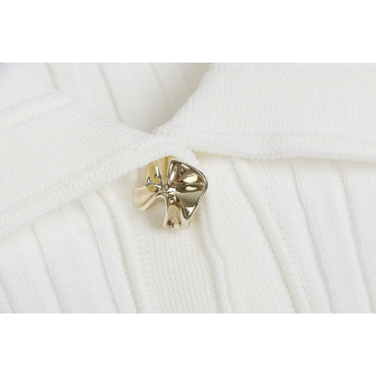 Franse elegante en afslankende stretch gebreide jurk revers single-breasted knopen lente herfst lange mouwen lange geplooide jurk