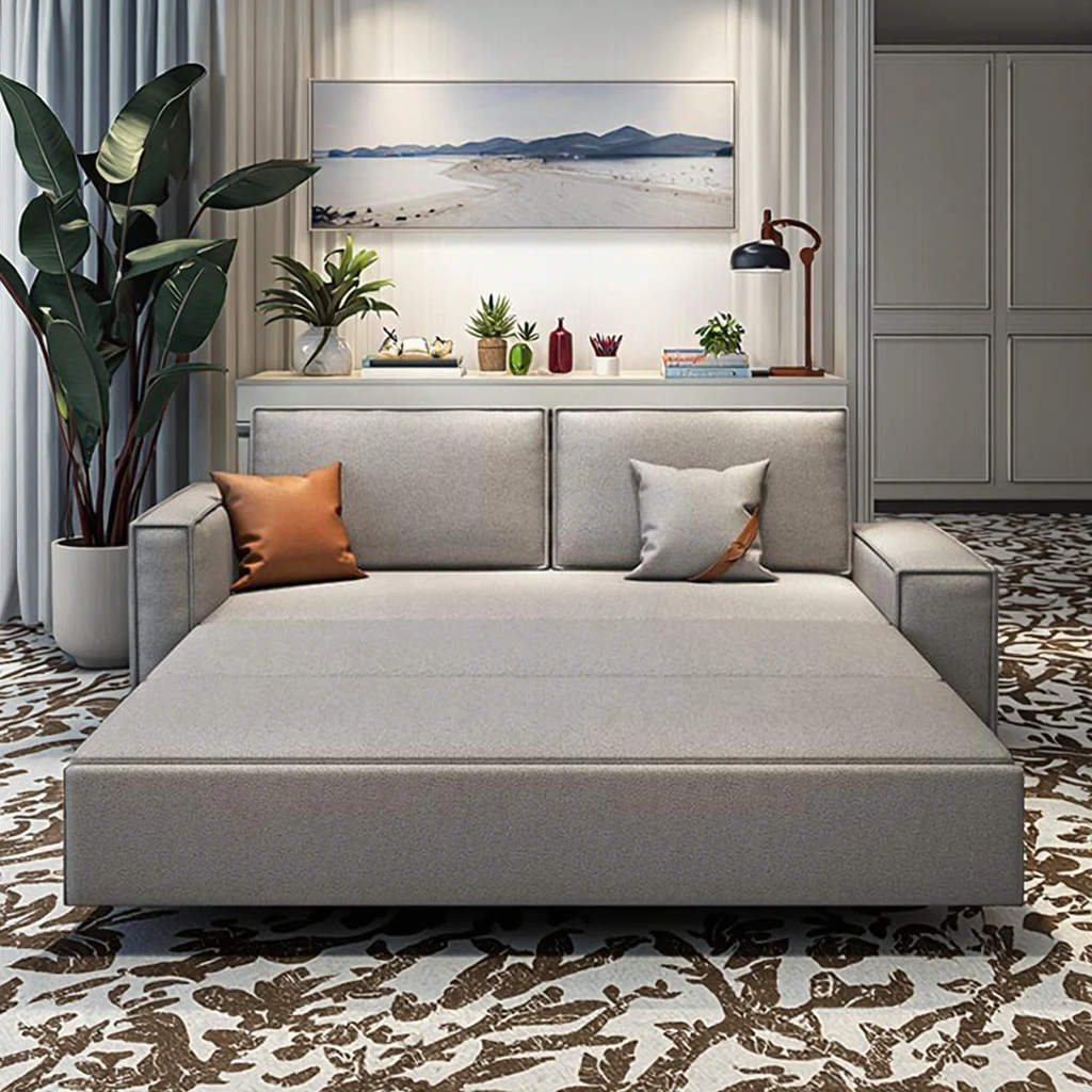 Contemporary space-saving fabric foldable sofa bed