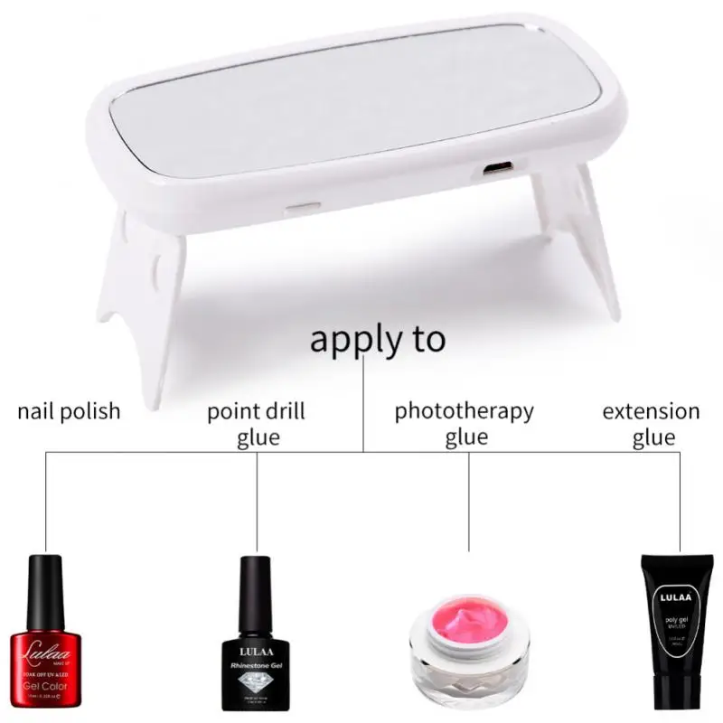 Łatwa do przenoszenia maszyna do fototerapii Uniwersalna dwufunkcyjna maszyna do fototerapii 8 W Suszarka do kleju z lustrem do makijażu i lampą do paznokci